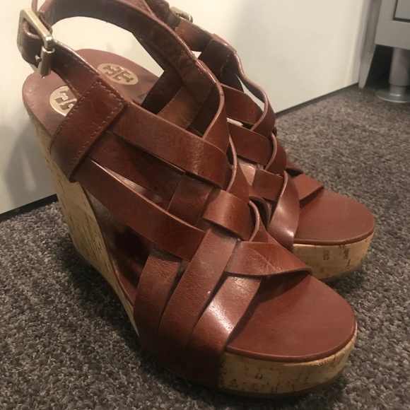 Tory Burch Brown Cork Wedges, Sz 9 - Picture 6 of 6